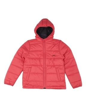 boys zip-front hooded quilted jacket