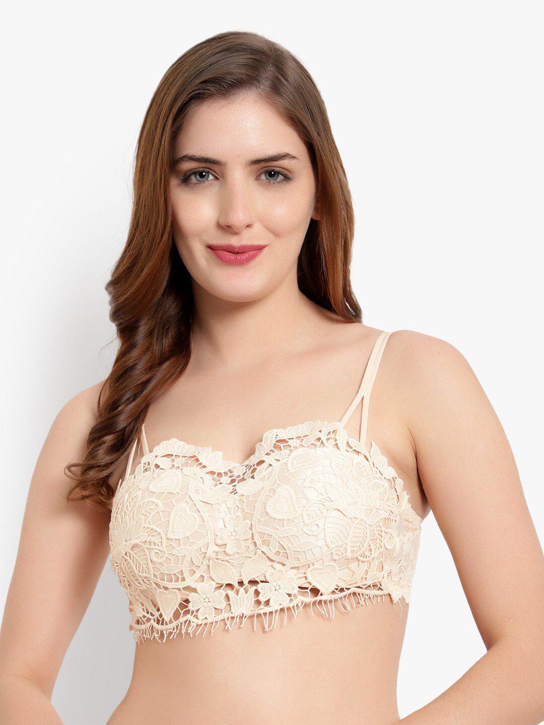 brachy beige floral bralette bra lightly padded