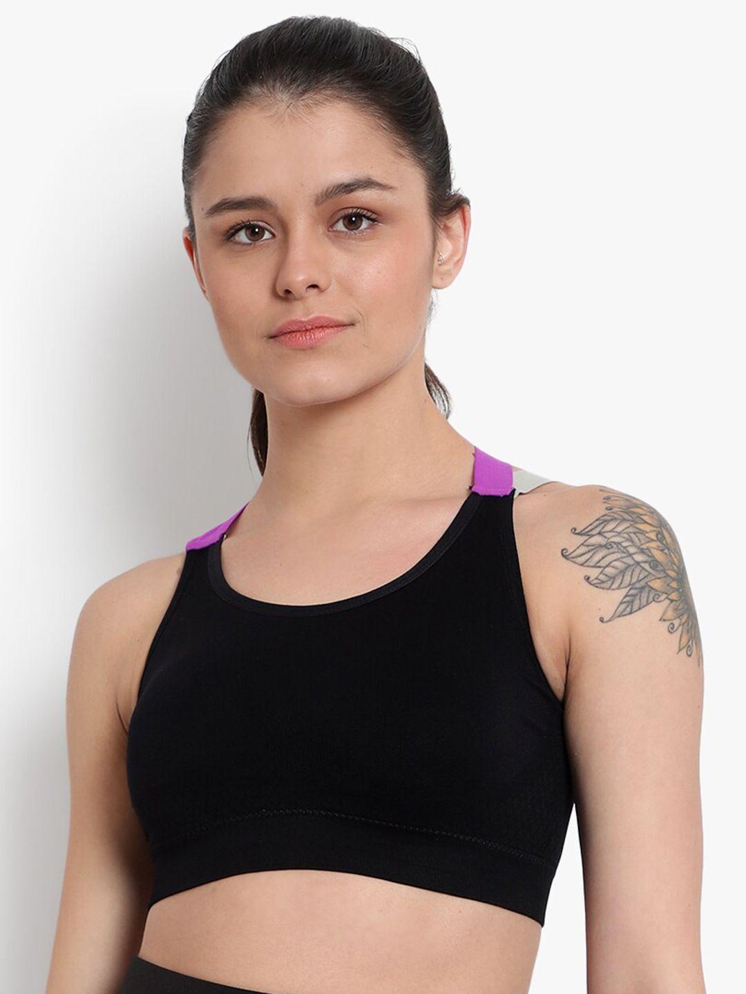 brachy black & purple workout bra