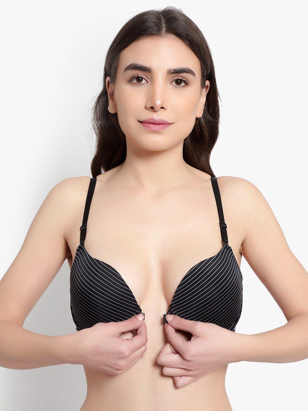 brachy black underwired padded push-up bra