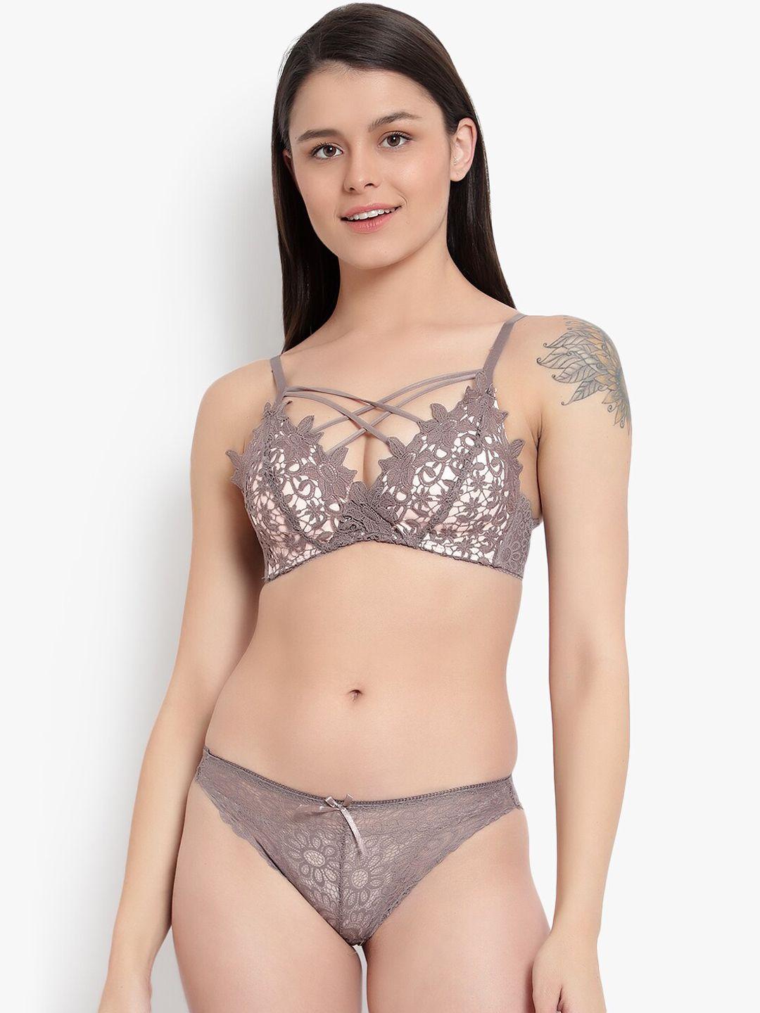 brachy self-design lightly-padded low-rise lingerie set
