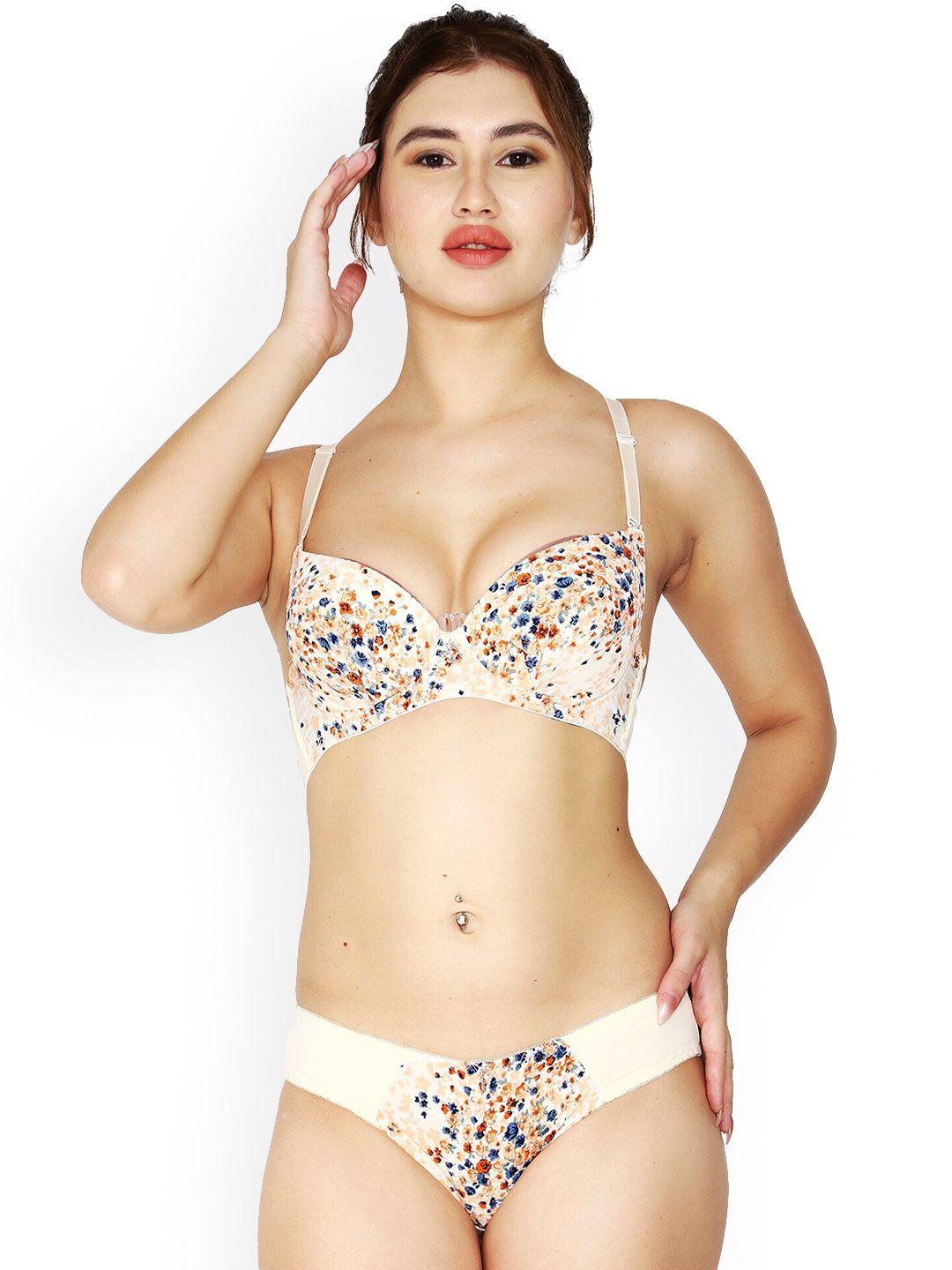 brachy women beige printed lingerie set bca_fpwset5-32a