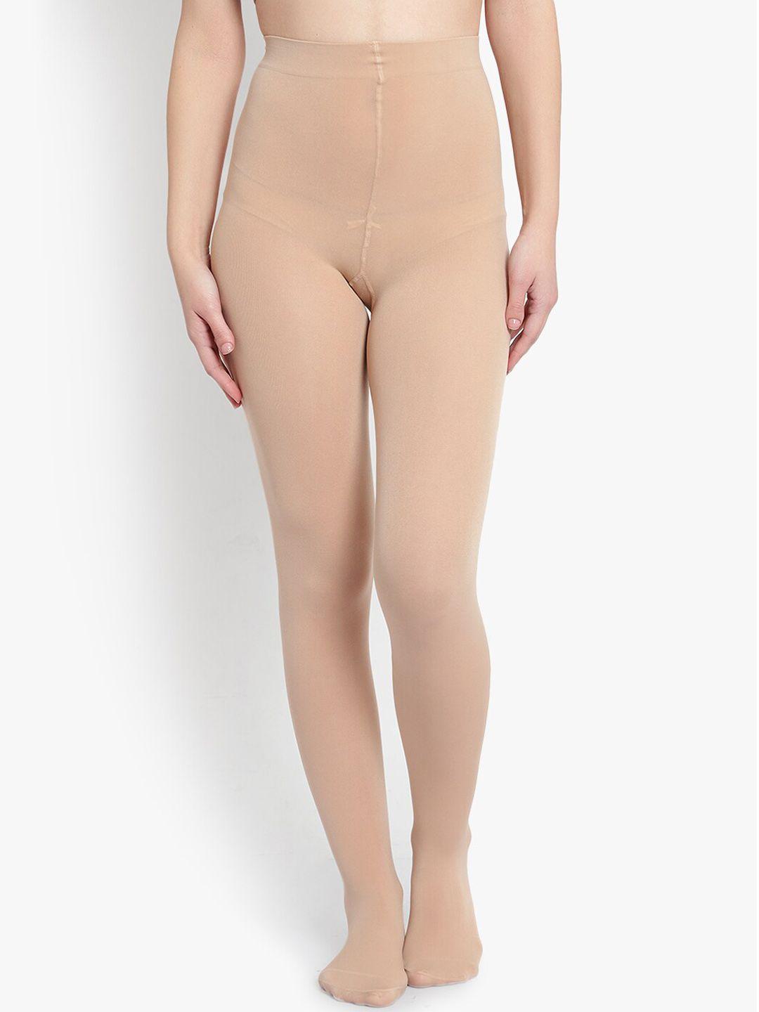 brachy women beige solid pantyhose stockings
