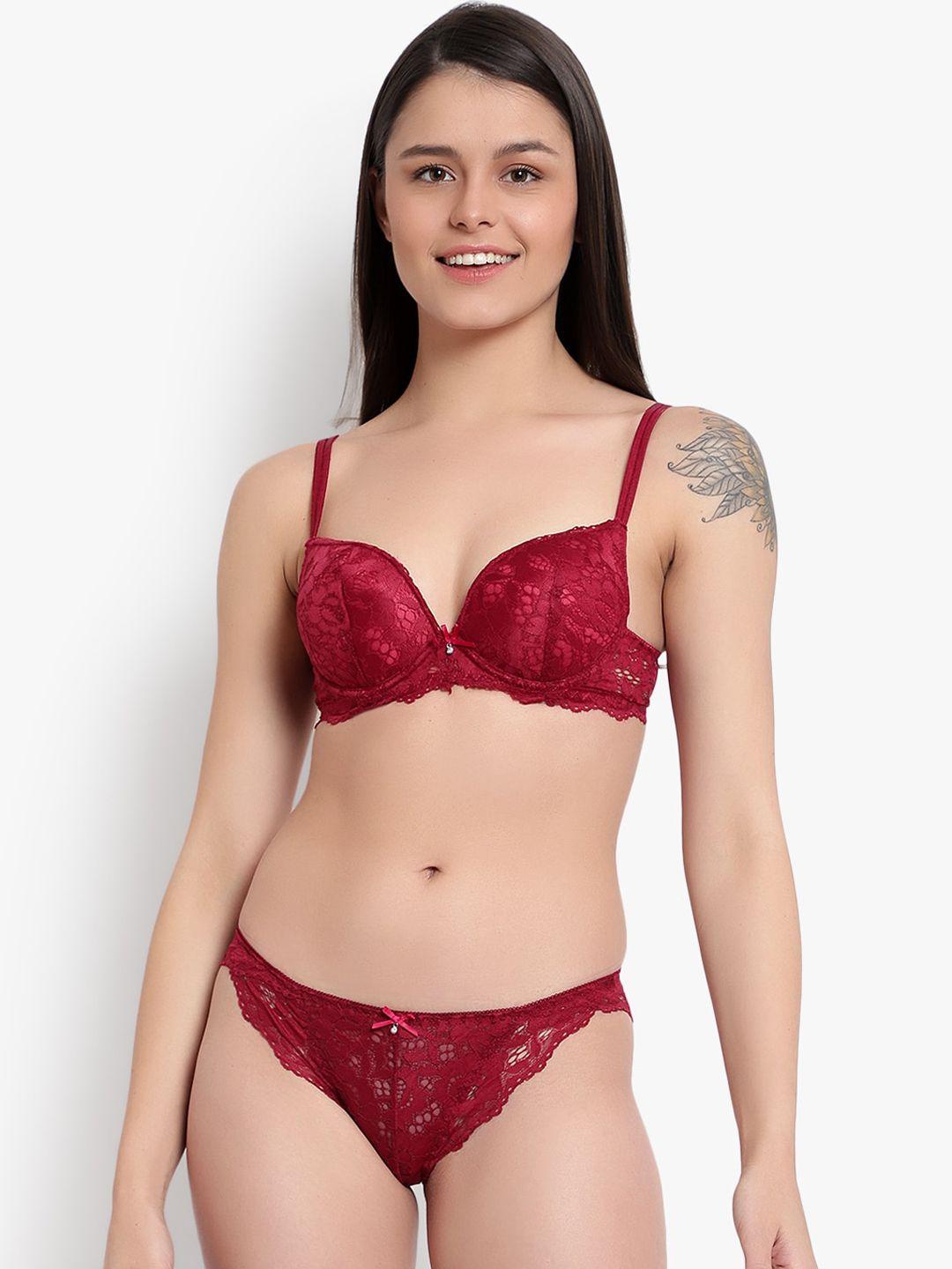 brachy women maroon heavily-padded lingerie set bca_nbpset01