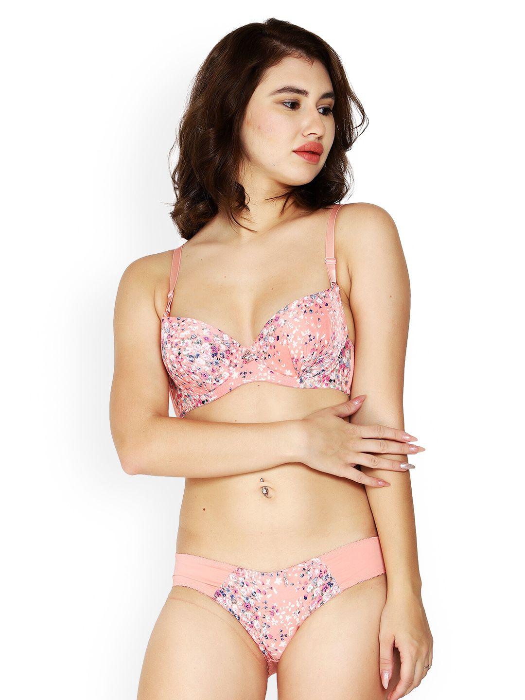 brachy women peach-colored printed lingerie set bca_fpwset3-32a