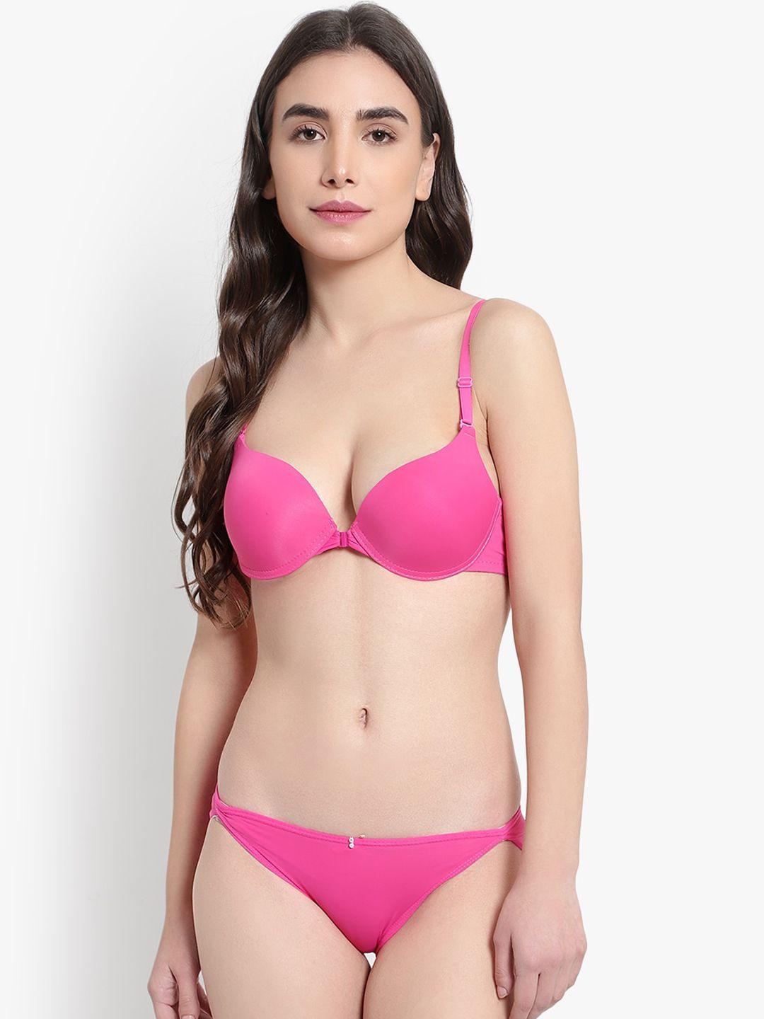 brachy women pink solid lingerie set