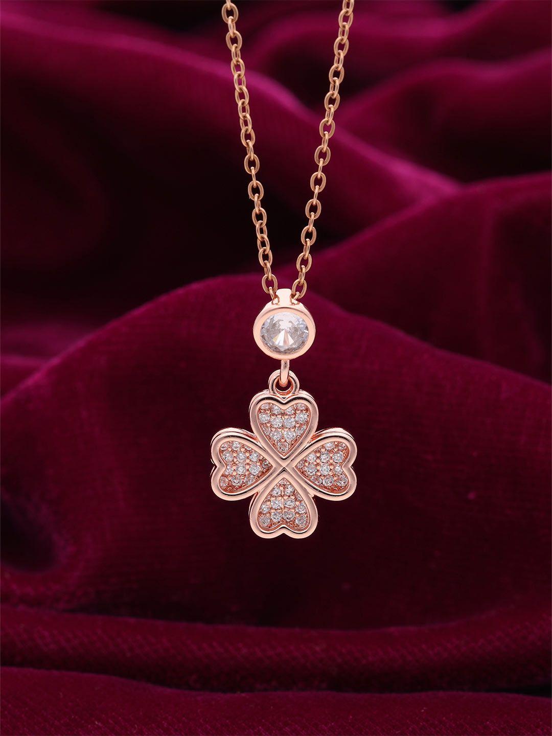brado jewellery rose gold-plated cz studded pendant chain