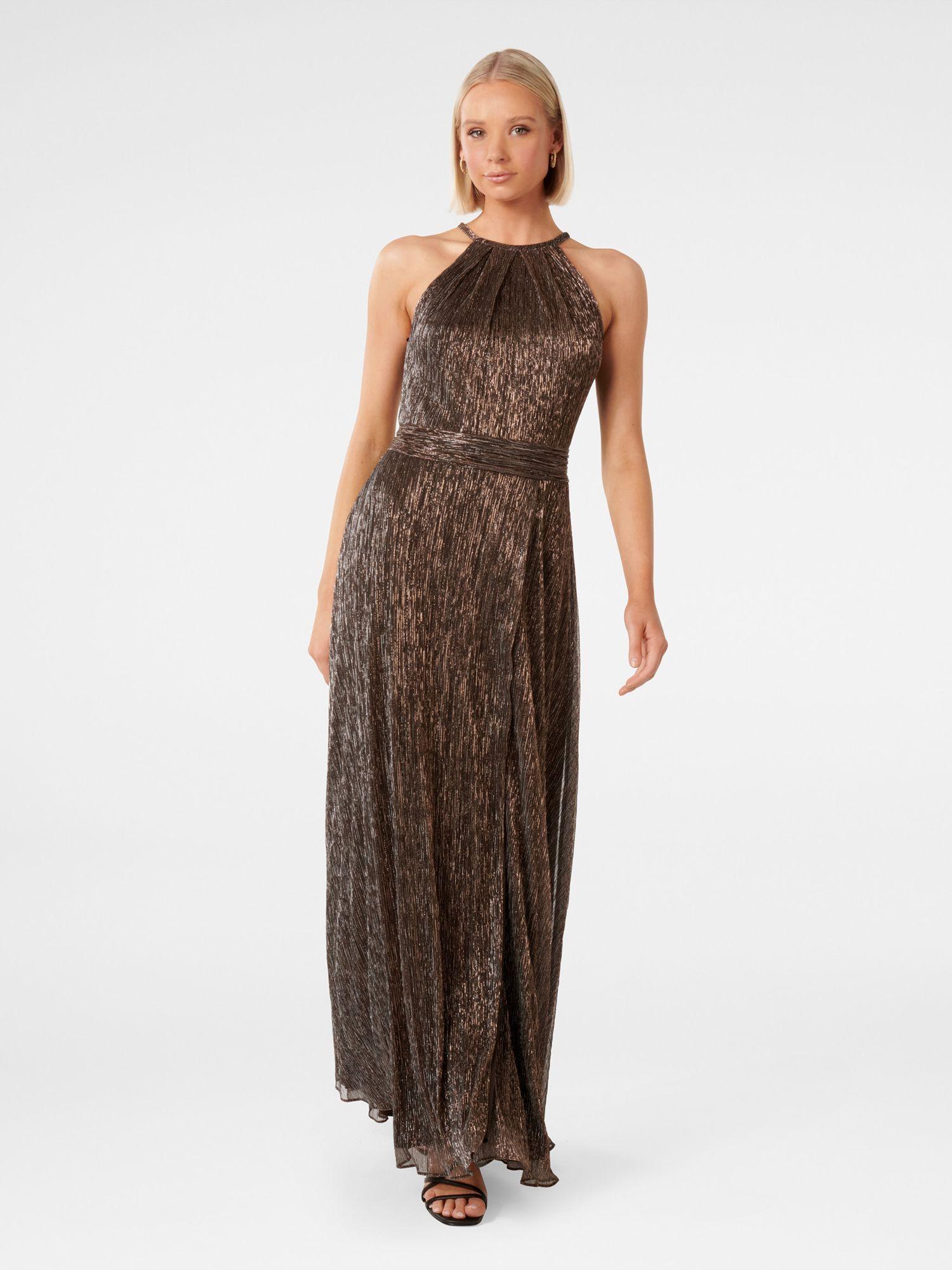 brady plisse halter neck maxi dress