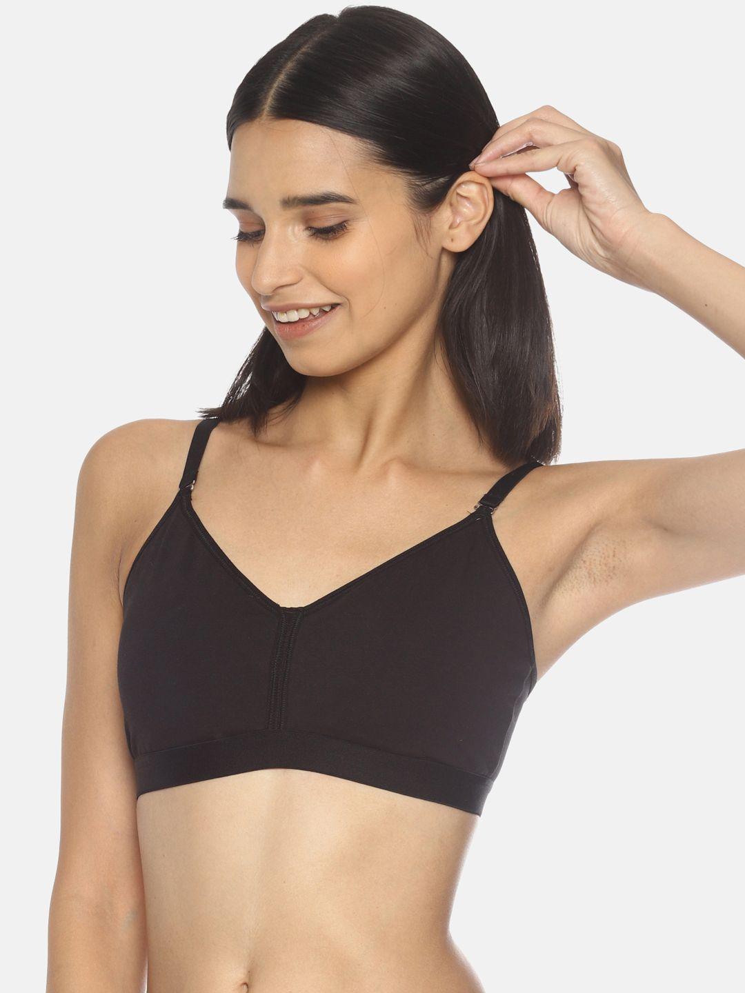 brag black solid non-wired non padded bralette bra blc16bk02