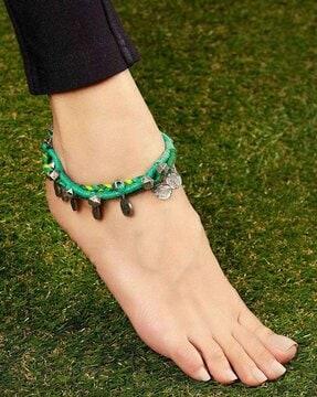 braided anklet with coins drop