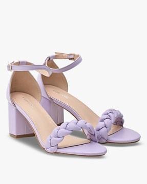 braided block heels with buckle fastening