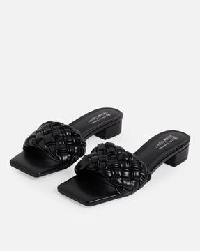 braided chunky heeled sandals