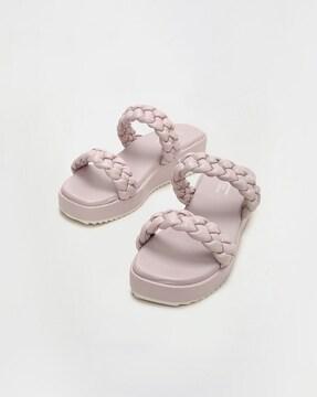 braided double-strap platform sandals