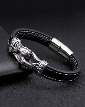 braided genuine leather bracelet