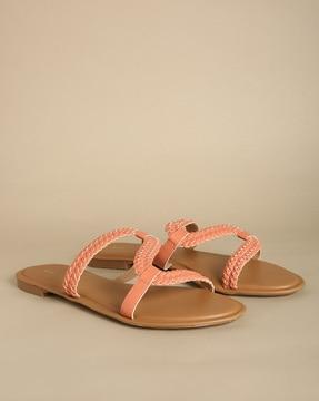 braided open-toe flat sandals