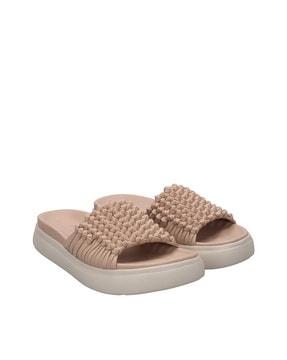 braided open-toe slip-on flat sandals