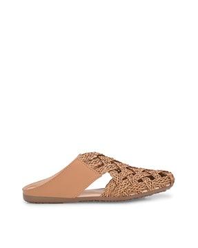 braided round-toe slip-on mules