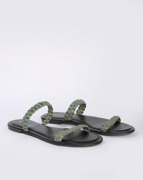 braided slip-on flat sandals