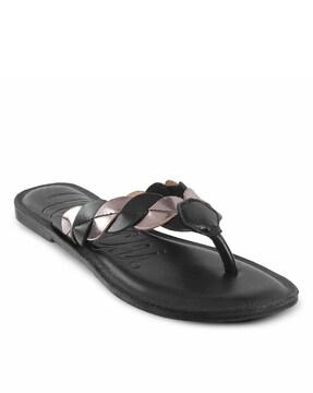 braided thong-strap slip-on sandals