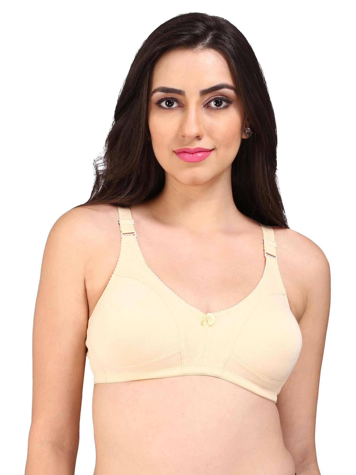 bralux beige solid non-wired non padded everyday bra