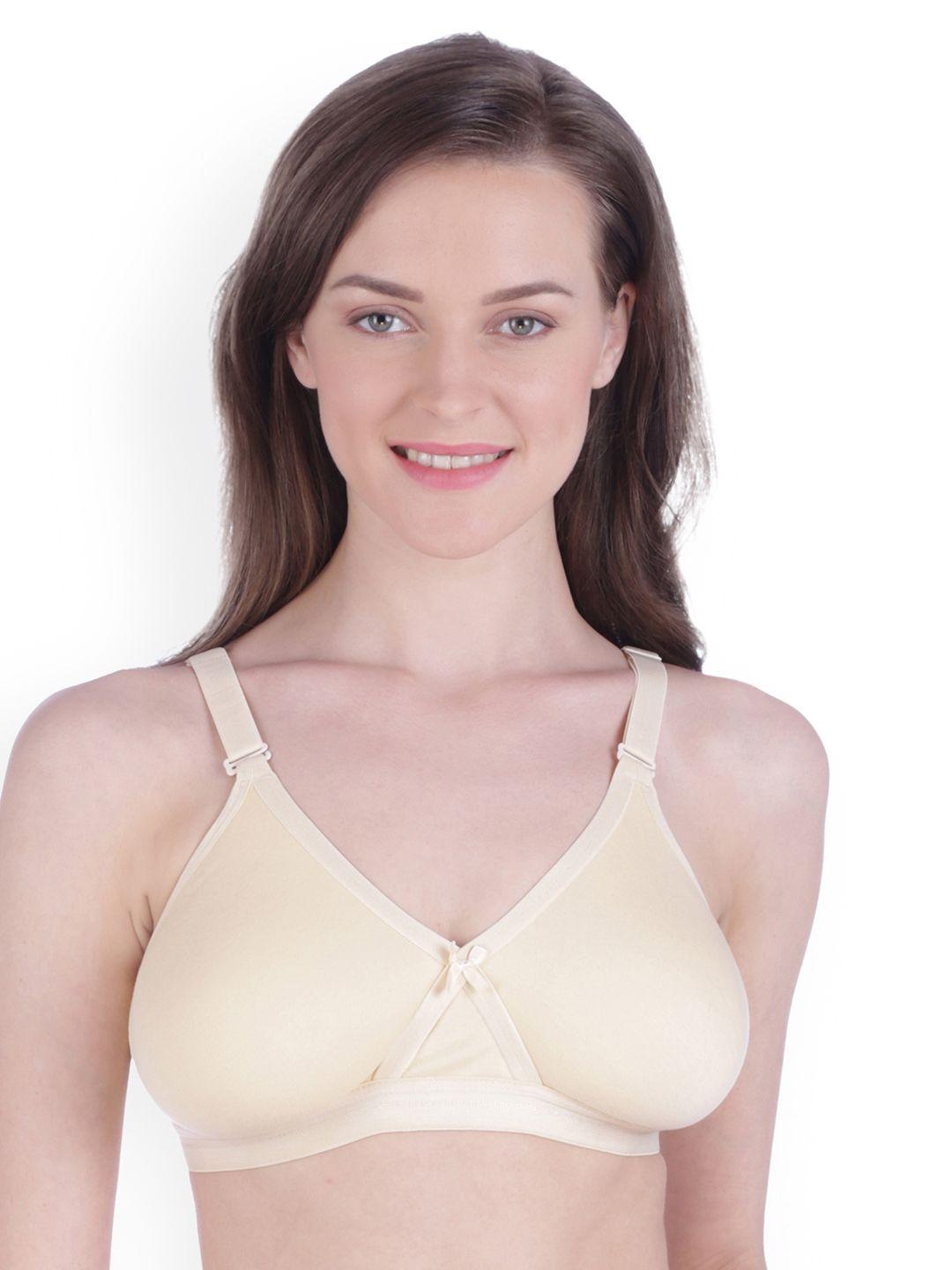 bralux beige solid non-wired non padded t-shirt bra bralux-ambikabra