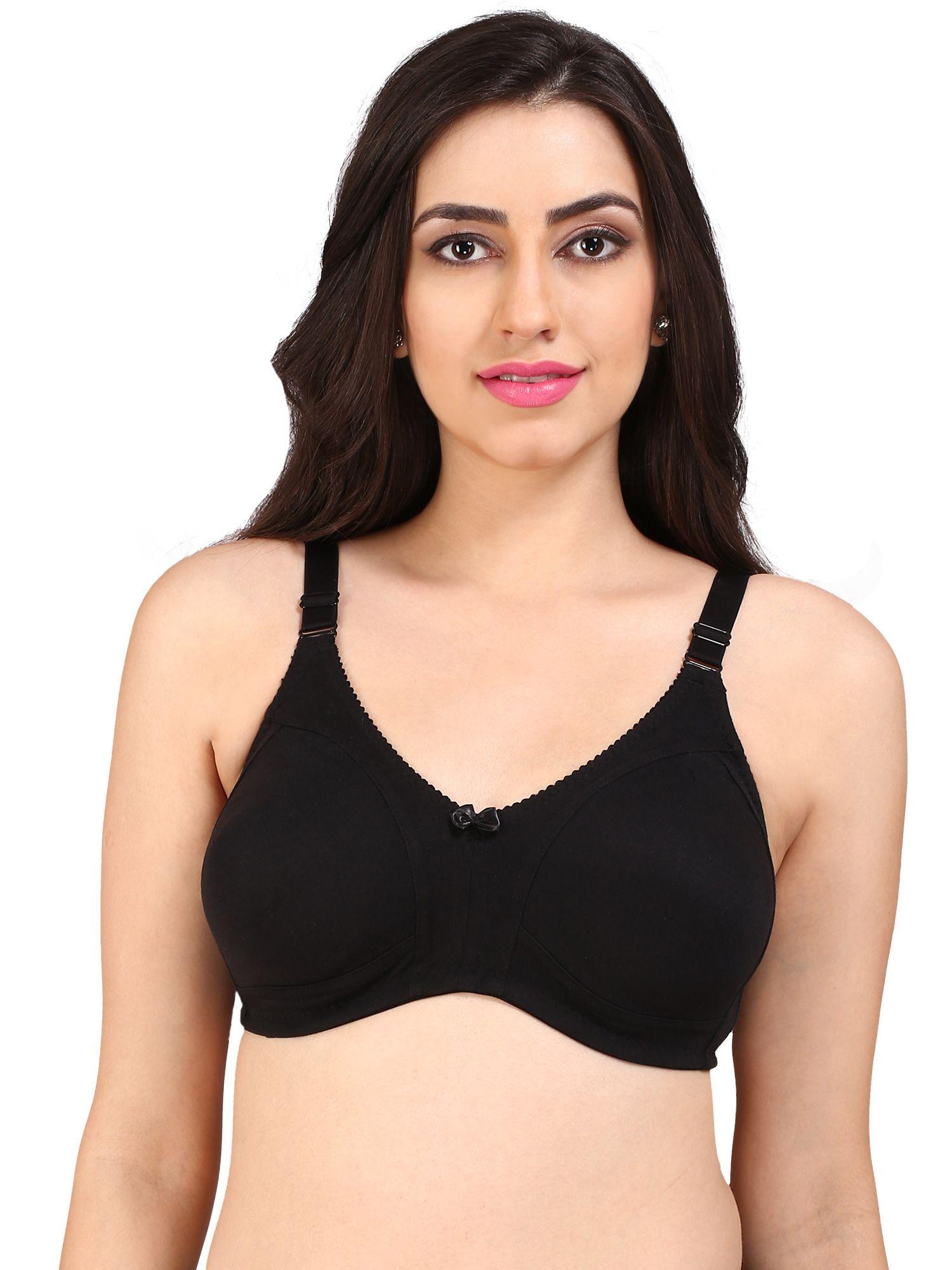 bralux black solid non-wired non padded everyday bra