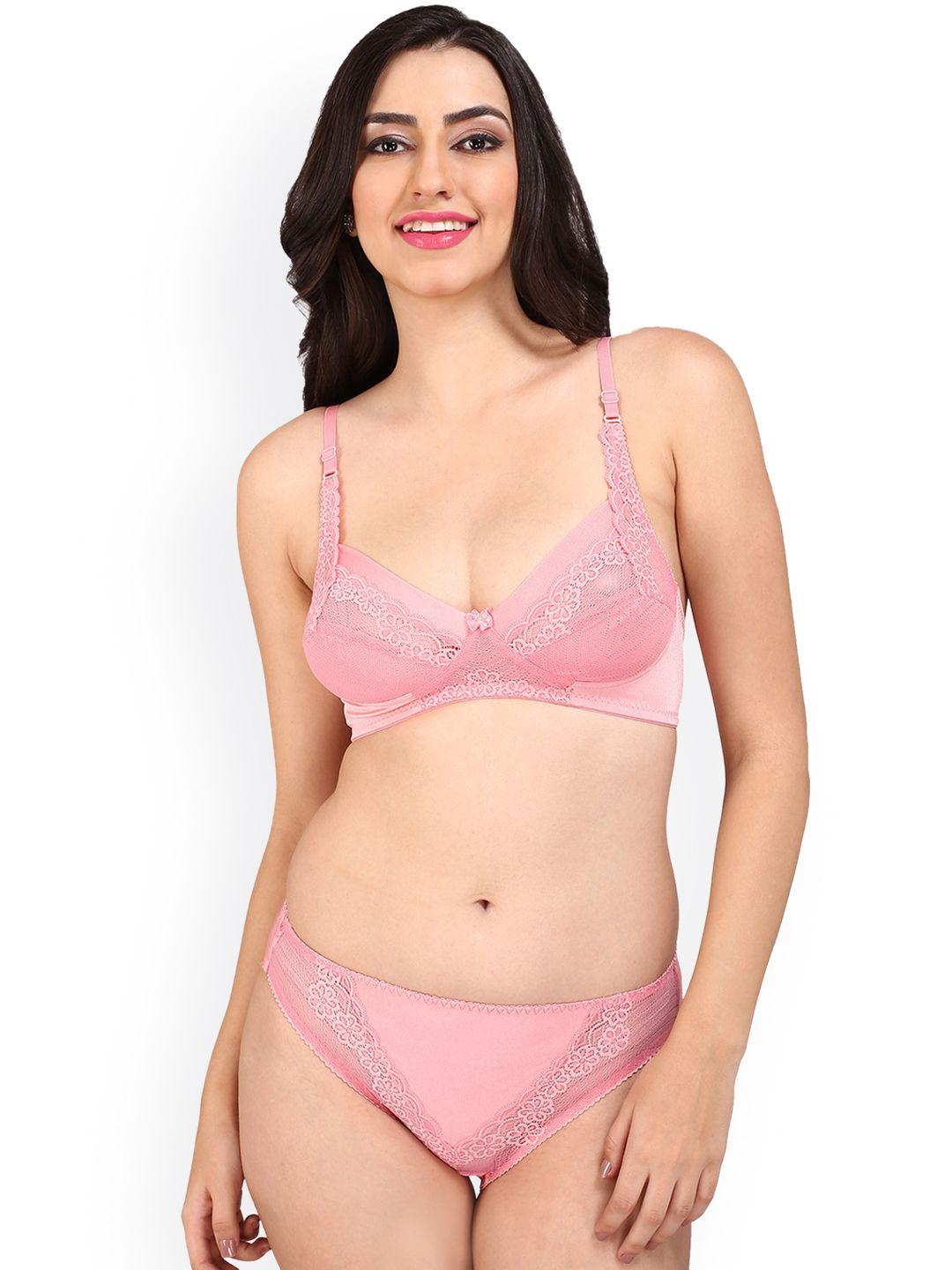 bralux women pink lingerie set