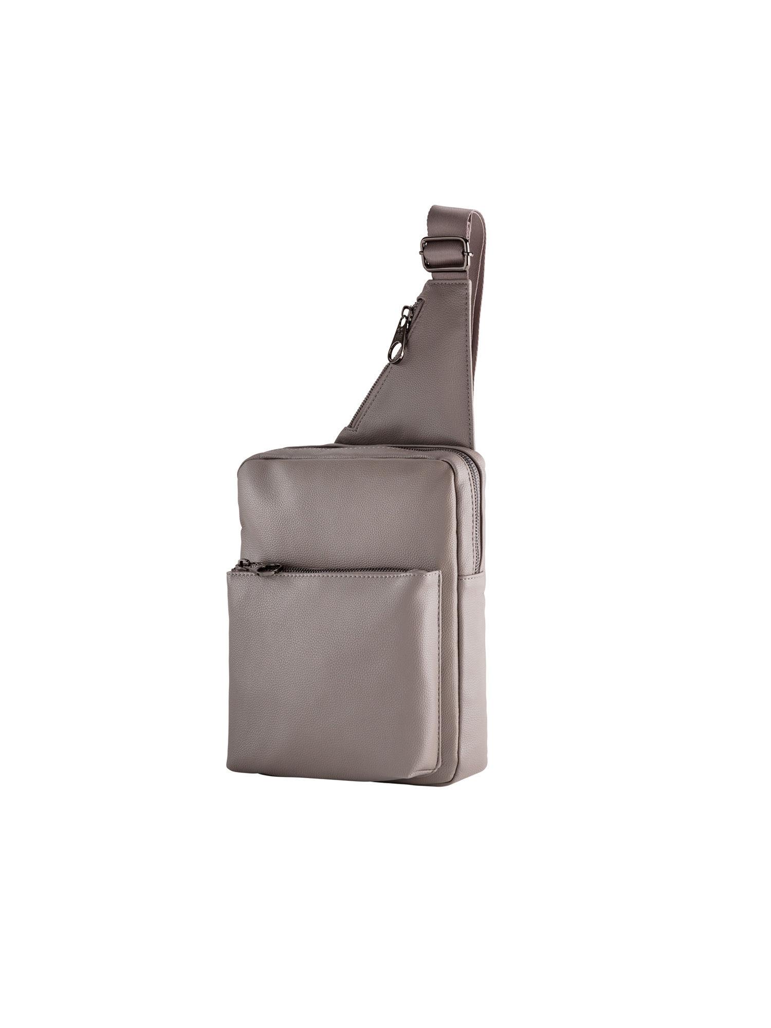 brampton go solid taupe sling bag