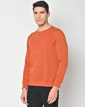 brand embossed crew-neck sweatshirt