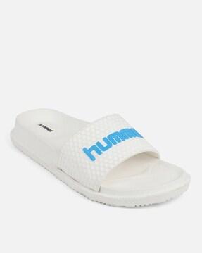 brand embossed flip-flops