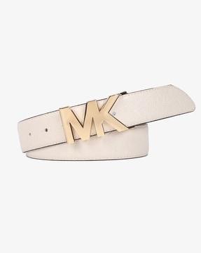 brand embossed leather belt