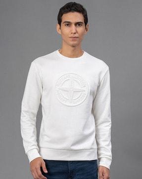 brand embossed round-neck sweatshirt