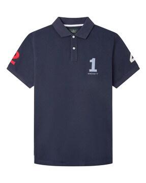 brand embroidered regular fit polo t-shirt