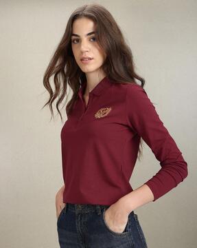 brand embroidered slim fit polo t-shirt