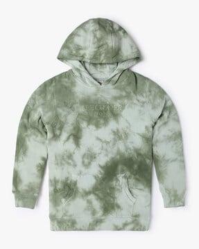 brand embroidered tie & dye hoodie