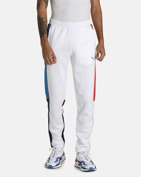 brand logo print straight track pant with elasticated waistband