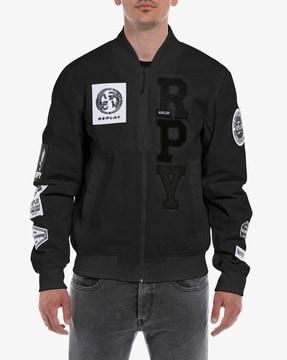 brand print bomber jacket
