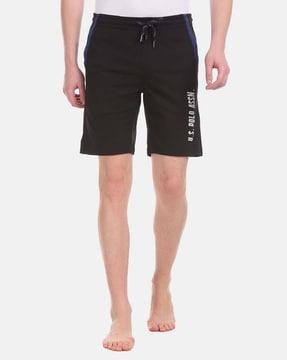 brand print drawstring waist city shorts
