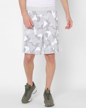 brand print flat-front shorts with insert pockets