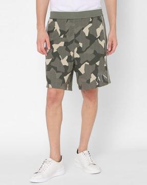 brand print flat-front shorts with insert pockets