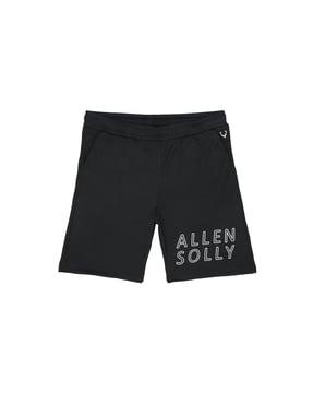 brand print flat-front shorts