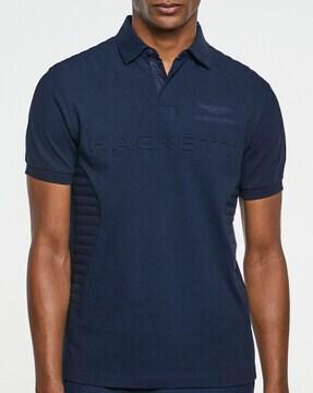 brand print polo t-shirt with ribbed hems