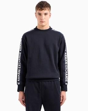 brand print regular fit crew-neck sweatshirt