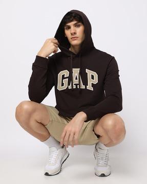 brand print regular fit hoodie