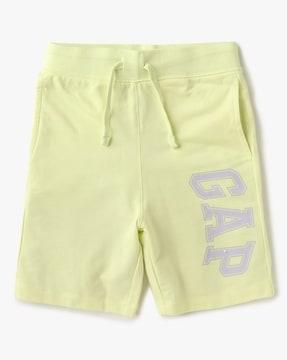 brand print shorts with drawstring wasit