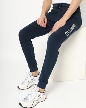 brand print slim joggers with insert pockets