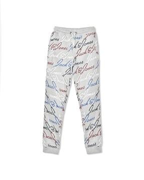 brand print sweatpants with drawstring waist