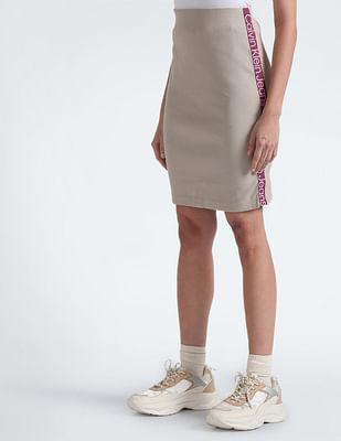 brand tape ribbed skirt