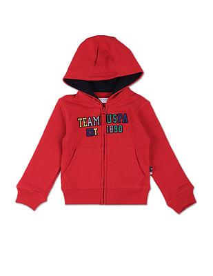 brand applique hooded sweatshirt