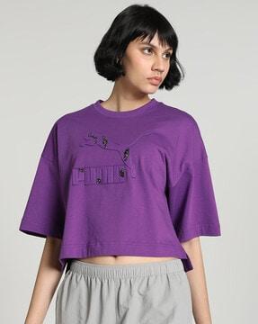 brand applique oversized fit crew-neck t-shirt